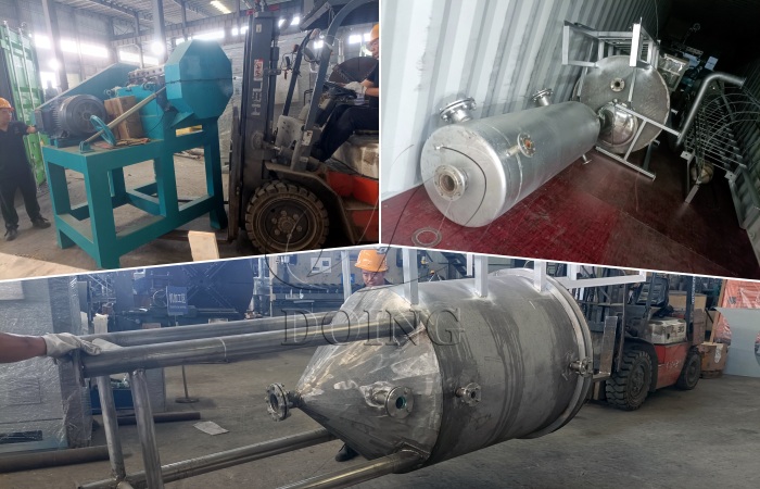 Khu vực vận chuyển nhà máy tích hợp công suất 2,5 tấn/mẻ chuyển đổi nhựa phế thải thành dầu diesel và xăng tại Indonesia Nhà sản xuất nhà máy tích hợp chuyển đổi nhựa thành dầu diesel và xăng DOING